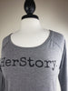 HerStory. Long Sleeved Tee in Grey + Black Lettering