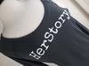 HerStory. Long Sleeved Tee in Graphite + White Lettering