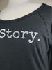 HerStory. Long Sleeved Tee in Graphite + White Lettering