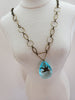 A Little Birdie Told Me So Crystal Necklace in Seascape & Brass