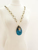 A Little Birdie Told Me So Crystal Necklace in Azure and Brass
