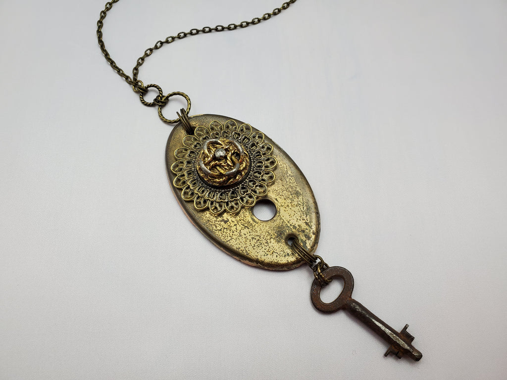 "Open the Door" – Vintage Hardware Necklace in Brass