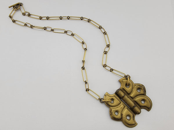 "The Social Butterfly" - Vintage Brass Hardware Necklace