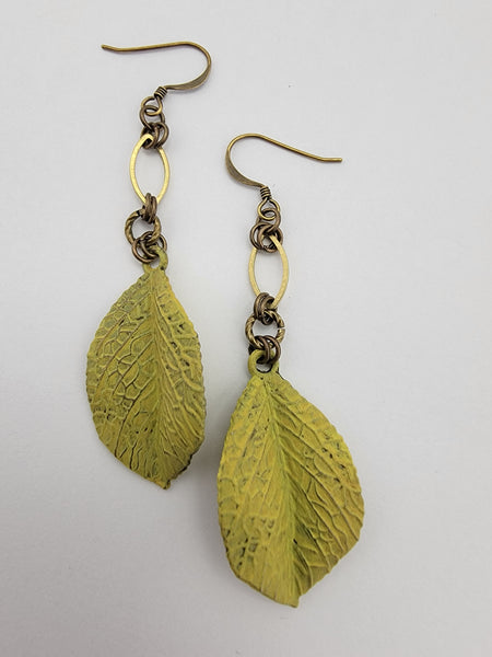 Follow the Light Leaf Earrings in English Yellow + Brass