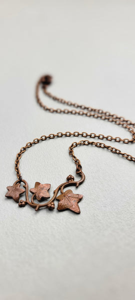 "Bloom and Vine" Copper Vine Necklace with Rose Closure