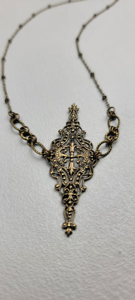 "Curves and Edges" Necklace in Antiqued Brass