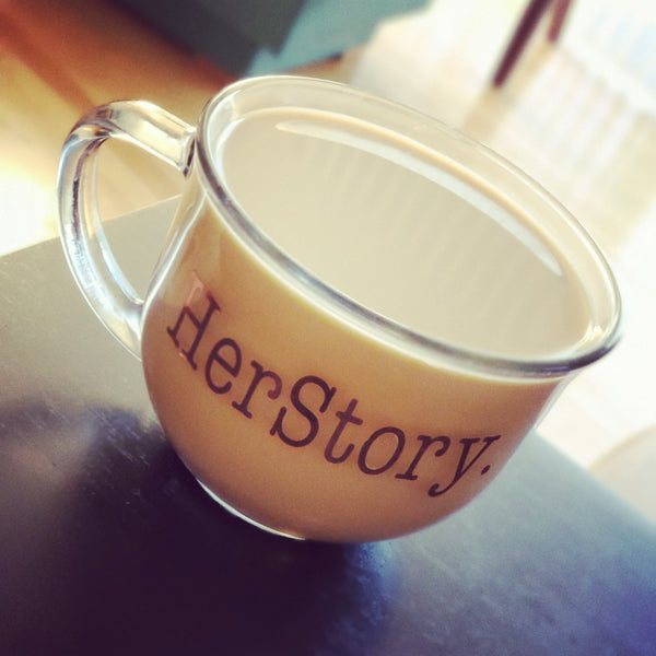 HerStory. Clear Glass Mug