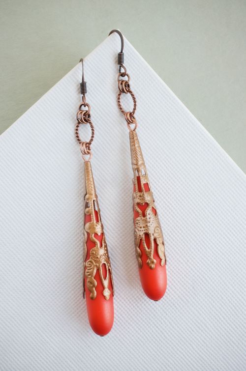 Antwerp Earrings in Chili Pepper + Copper