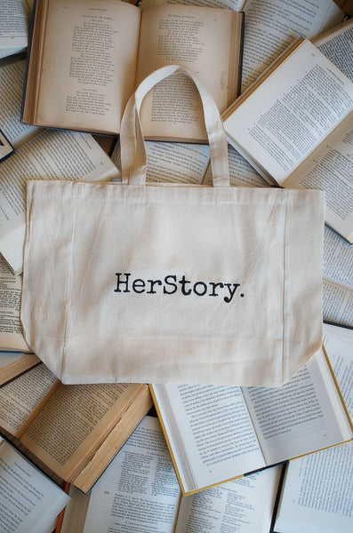 HerStory Branded Market Bag in Natural + Black