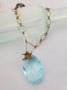A Little Birdie Told Me So Crystal Necklace in Seascape & Brass