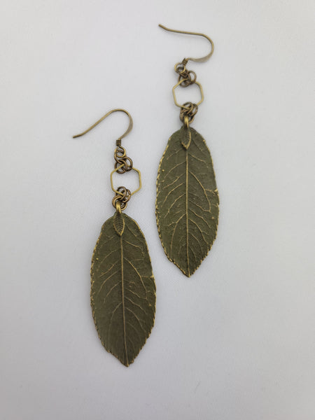 Spring Awakened Leaf Earrings in Olive