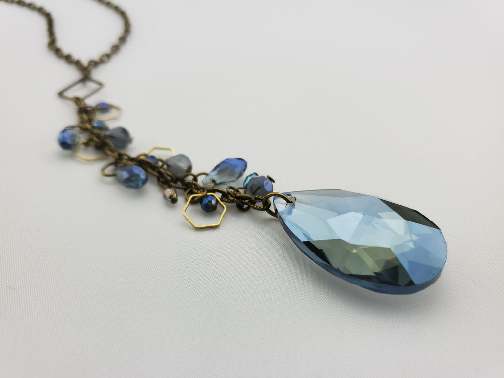 The Cluster **** Necklace in Denim and Brass