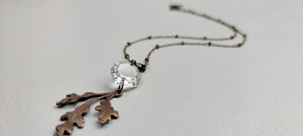 "Ma Chérie" Necklace in Clarity + Aged Brass