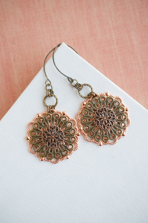Bloom Earrings in Copper + Brass